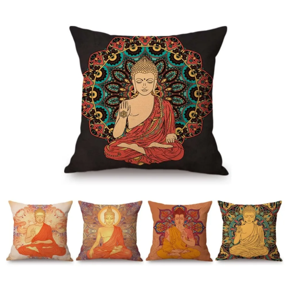

Mandala Pattern Buddha Lord Buddhist Meditation Sofa Throw Pillow Case Nepal Tibetan Thailand Buddhism Cultural Cushion Cover