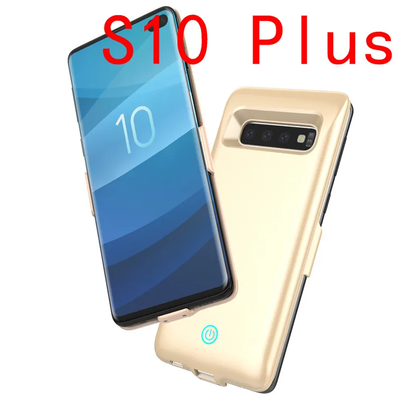 Чехол для аккумулятора для samsung Galaxy S10 S10E S10 Plus, чехол для зарядного устройства, тонкий ударопрочный расширенный внешний аккумулятор, чехол для USB 5000ma - Цвет: S10 Plus-Gold