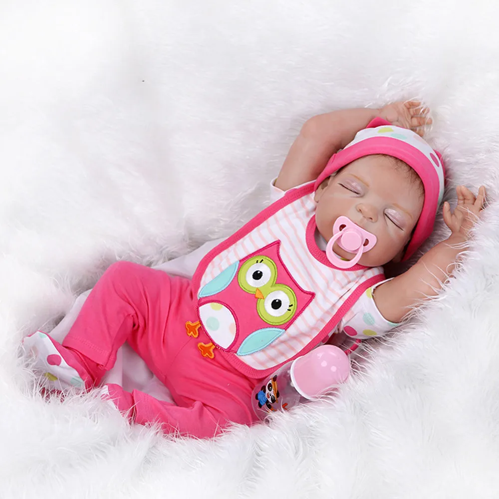 Милый мягкий силиконовый Reborn Baby Doll Реалистичная кукла 55 см с медведем L907|Куклы| |