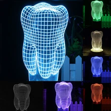 Led Touch Light 3D LED Night Light Tooth LED Table Desk Lamp 3D Tooth model design Kids Xmas Gift Home Decoration D30