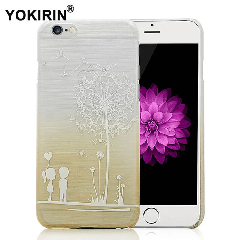 YOKIRIN [Luxury] Handmade Bling Crystal Diamonds Dandelion Design Brushed Metal Hard Plastic Cover Case for iPhone 6 / Plus |