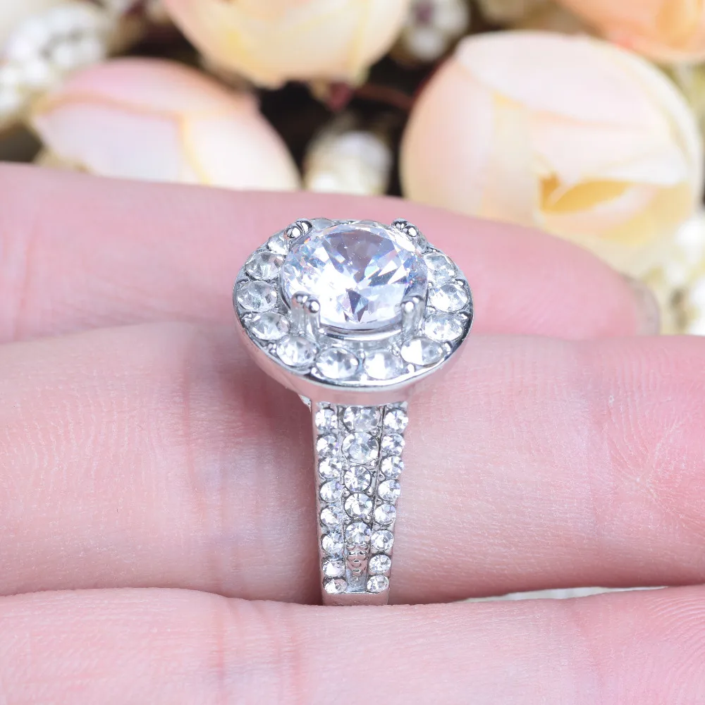 

Luxury AAA Zircon Crystal Silver Color Rings for Women Jewelry Wedding Anillos Engagement Statement Ring Gifts Y30