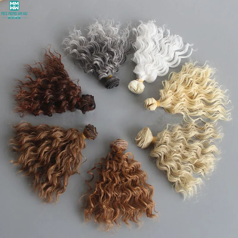 1pcs 15cm&25cm Imitation wool curls hair fits 1/3 1/4 1/6 BJD doll DIY High temperature line wig doll wigs multiple colour