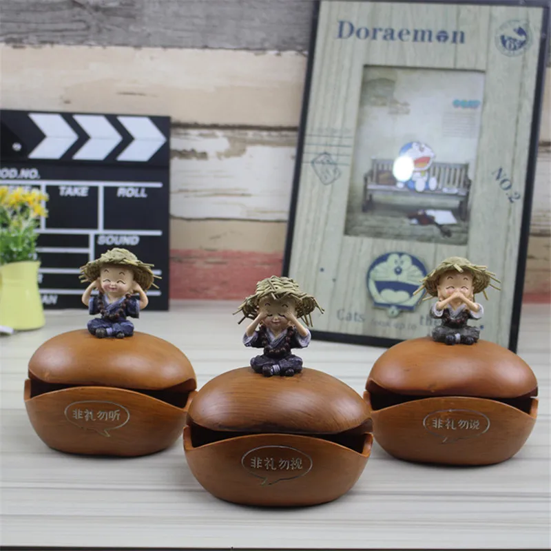 

Knock Wood Muyu three Ashtrays Creative Resin Gifts Handicrafts Decorative Desktop Decoration lighter Ash tray smoker Ash Holder