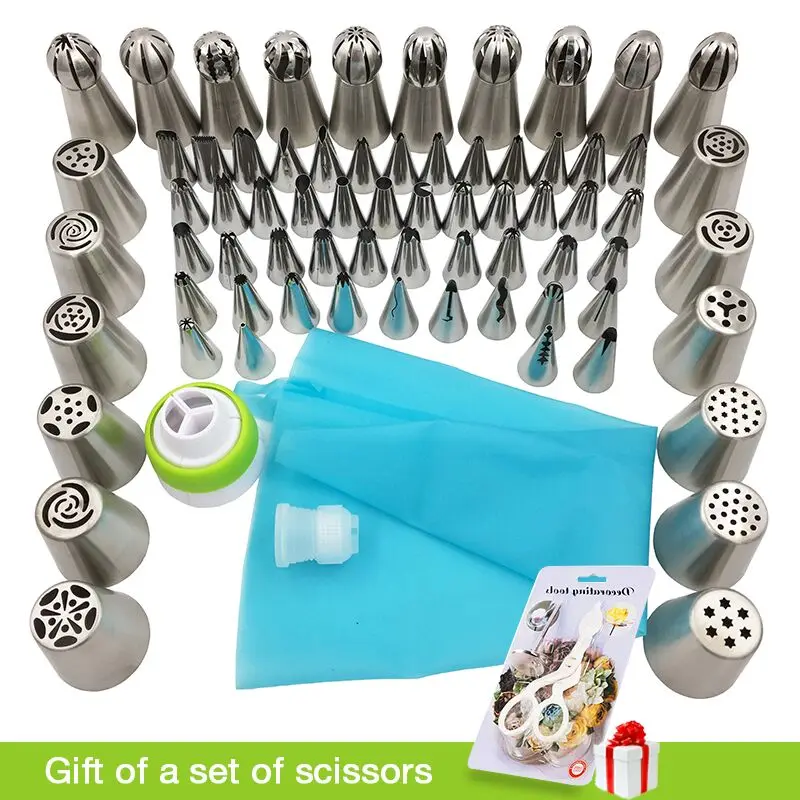 online Medjelio 70 pcs Russo Tulipa Dicas de Bico de Confeiteiro Piping Bakeware Cozimento Pastelaria Bolo Decoração Ferramentas 1 pcs silicone saco 2 acoplador