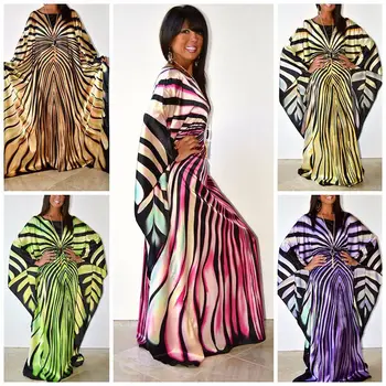 

H&D African Dress for women 2018 fashion zebra Stripe print Dress plus size free size maxi Dress long Robe Africaine vetsido