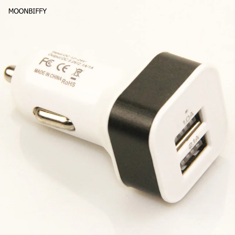 

MOONBIFFY New Arrival Mini Dual 2 Port USB Car Power Charger Adapter for iPhone6/6PLUS 5S Android phone iPod Camera