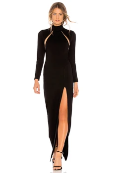 

2019 New Fashion Bandage Full Hollow Dress Sexy Women Night Club Evening Backless O-Neck Bodycon Open fork Dresses Wholesale