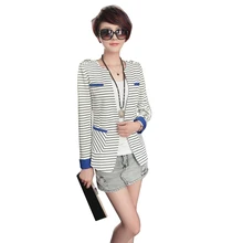 Nice Arrival Nice Striped Women Long-sleeve Suit Blazer Women Fashion Slim Fit Blazer Suit Jacket Black White Striped Female