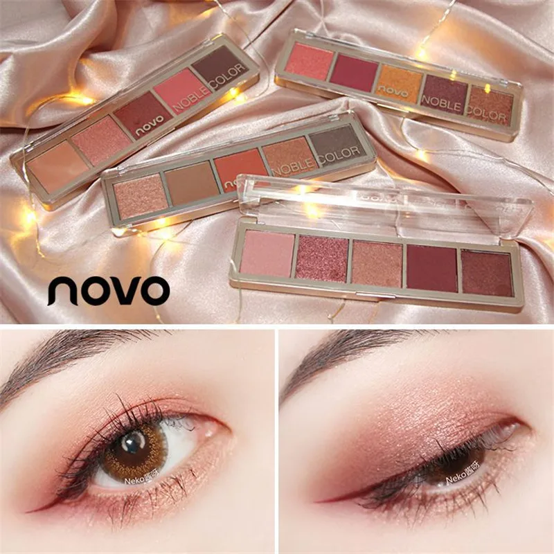 

NOVO New Fashion 5 Colors Eyeshadow Palette Matte EyeShadow Palette Glitter Eye shadow Nude Basic Makeup Set Korea Cosmetics