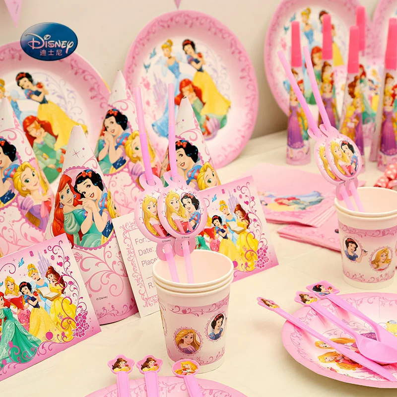 

Suitable for 12 people Princess Disposable Paper Tableware Set 189 pcs/lot Children Birthday Party ornament Supplies