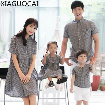 

Summer New Family Matching Outfits Mother Daughter Short sleeve Dresses Father shirt son Boys Round neck T-shirt Clothes B33 10