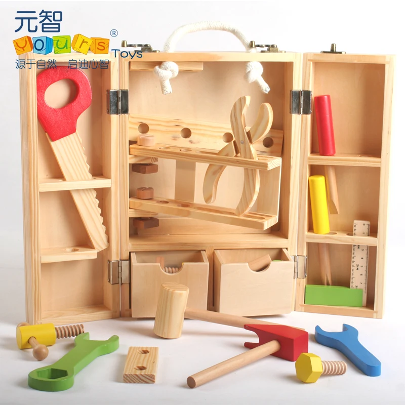 Набор детских деревянных игрушек, многофункциональный набор инструментов, коробка для технического обслуживания, деревянные игрушки для детских гаек, комбинация, Рождество День рождения, Подарочные игрушки