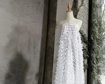 

Three-dimensional leaves hollow mesh perspective lace dress fabric pattern embroidery mannequin patch wedding tweed fabric A002