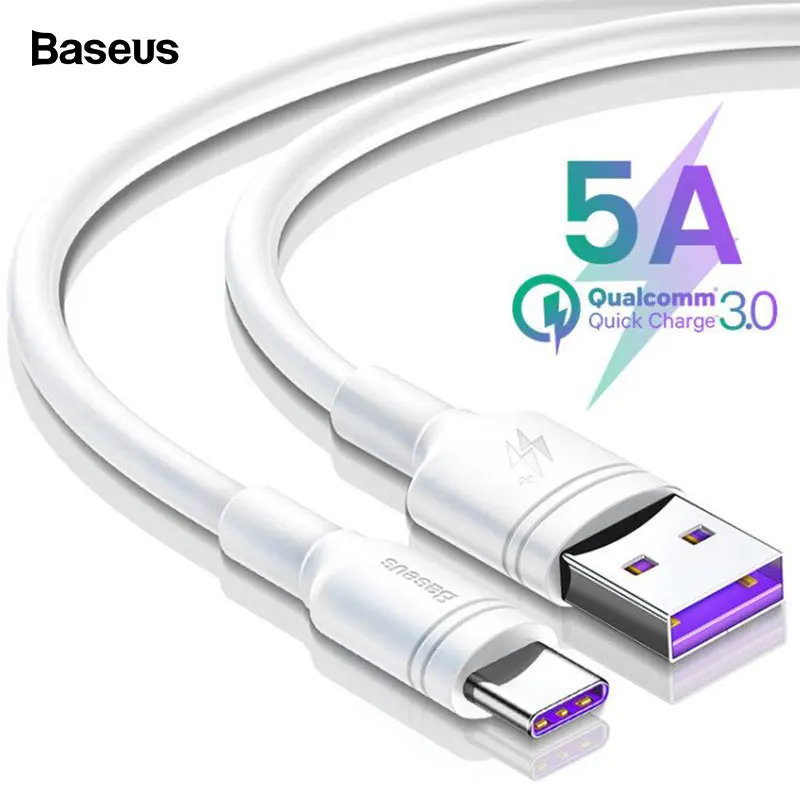 

Baseus 5A USB C Cable For Huawei Mate 20 P20 Pro Fast Charging Data USB Type C Cable For Xiaomi mi 9 Oneplus 6t 6 USB-C Charger