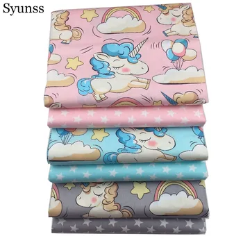 

Syunss 40*50cm Diy Patchwork Quilting Baby Cribs Cushions Blanket Sewing Tissus Unicorn Stars Balloon Printed 100% Cotton Fabric
