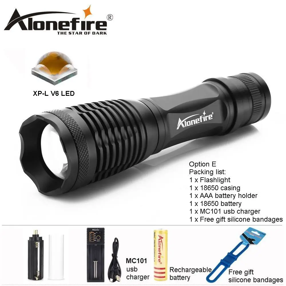 

AloneFire E007 Cree Tactical Flashlight XML T6 L2 U3 LED Zoom Lantern Camping Spot light Torch USB AAA 18650 RechargeableBattery