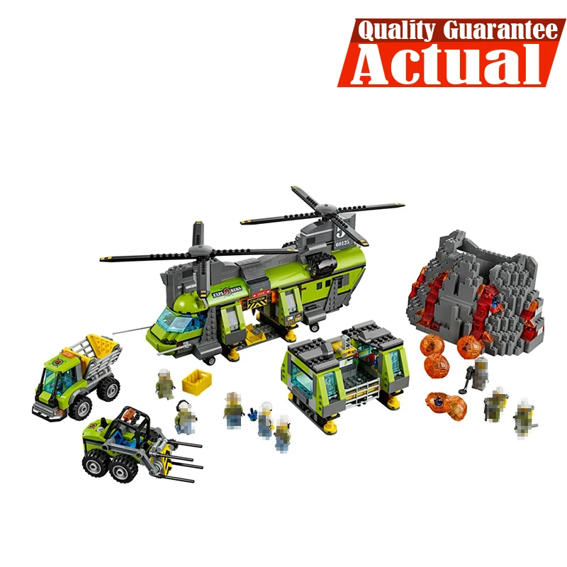 

LEPIN City 02087 1430PCS Volcano Heavy-lift Helicopter Building Blocks Brick enlighten toy for children Compatible with 60125
