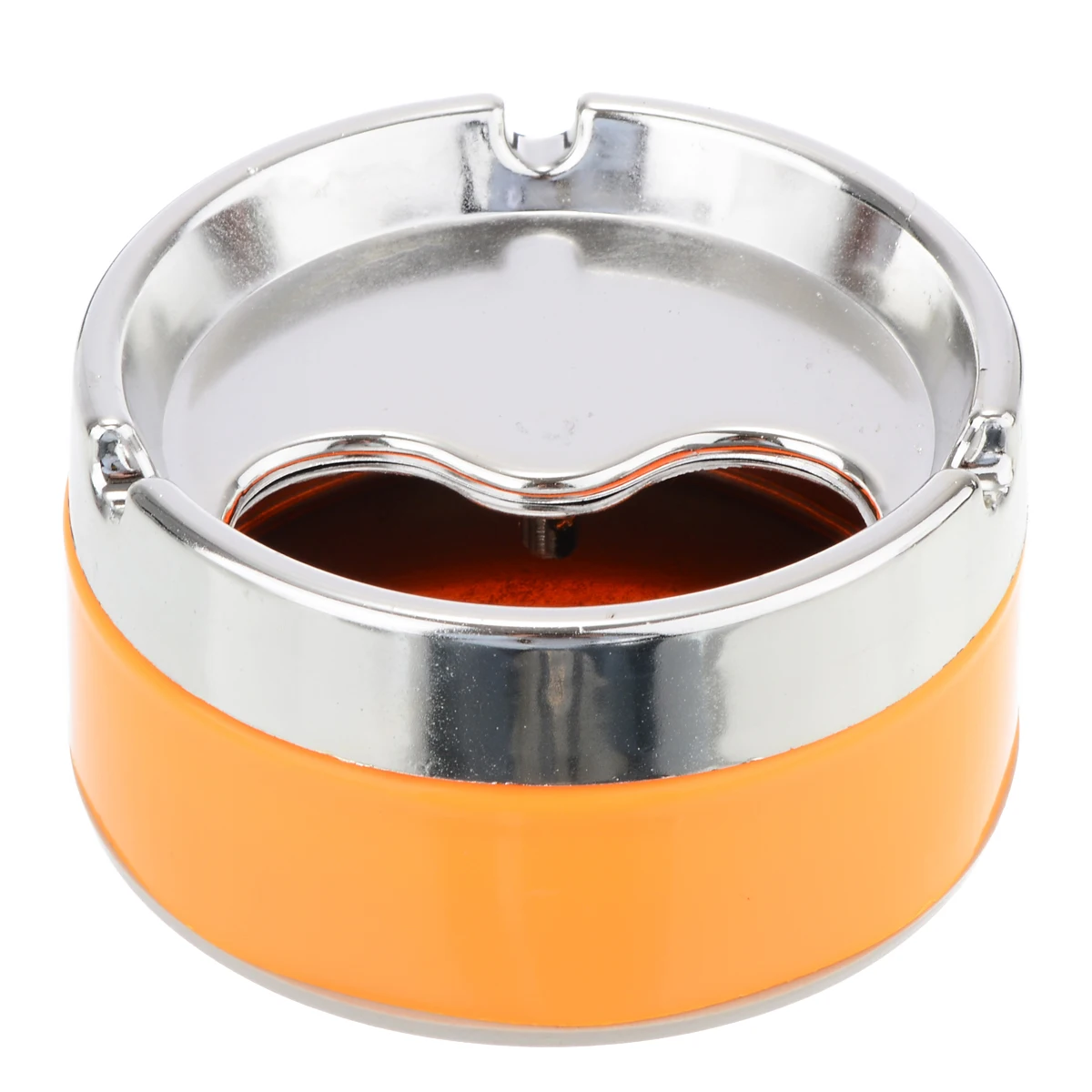 1pc New Detachable Lid Stainless Steel Cigarette Ashtray  Silver Orange Cigarette Ashtray For Smokers Desktop Smoking Ash Tray