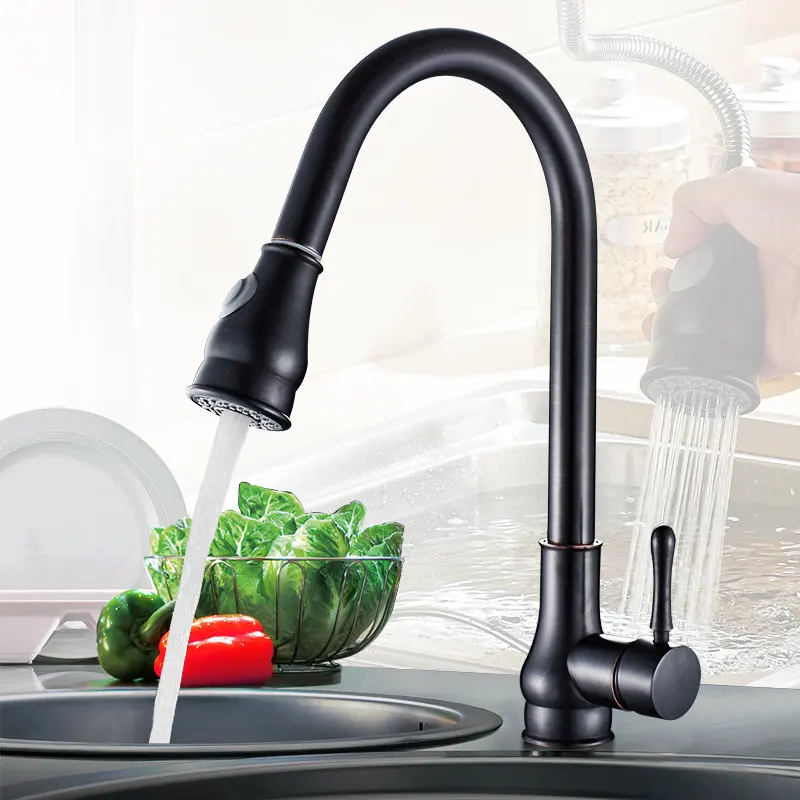 Kitchen Sink Faucet Brass Mixer Tap Single Handle Pull Out Sink Faucet Deck Mounted Water Crane Rotatable Kitchen Faucet Kitchen Sink Faucet Brass Mixer Tap Single Handle Pull Out Sink Faucet Deck Mounted Water Crane Rotatable Kitchen Faucet
