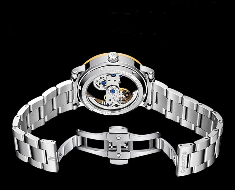 Разные цвета IK модные механические часы Двусторонняя кожа прилив мужской стол 50 м водостойкие мужские часы