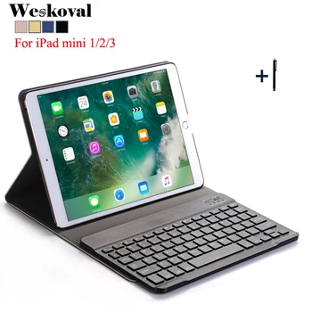 

Wireless Keyboard For Apple iPad Mini 1 2 3 Bluetooth Keyboard Case Cover For iPad Mini 3 Tablet Flip Leather Stand Capa +Stylus