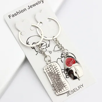 

wedding favor Best Valentines Gift Funny Keyboard Mouse Shape Key Ring Trinket for Lovers Couple key chain Men Women 20pairs