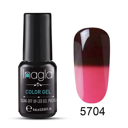 Inagla лак для ногтей изменение температуры 100 Цвет гель для ногтей 8 мл УФ светодиодный Гель-лак для ногтей - Цвет: 5704