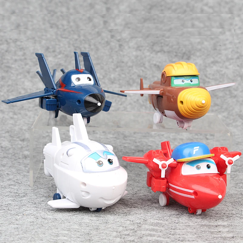 

4Pcs/lot 5CM Mini Super Wings Action Figures Transformation Airplane Robot Toys Superwings Collectio For Children Birthday Gift