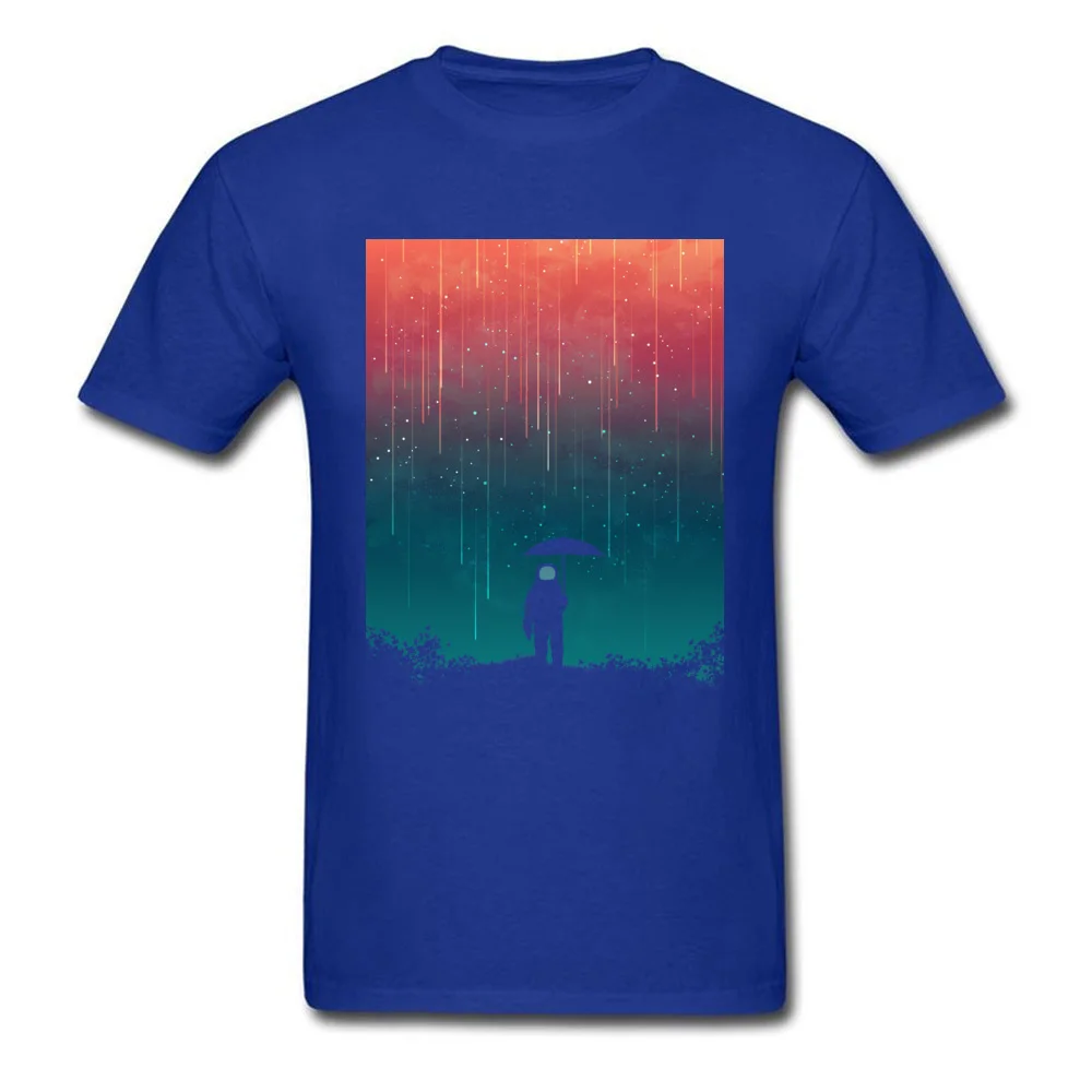 Cosmic downpour Round Neck Tshirts Labor Day Tops & Tees Short Sleeve Fashion Pure Cotton Casual Tee Shirt Design Man Cosmic downpour blue