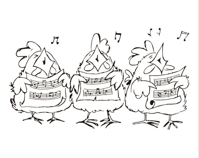 

10x8Three chicks are singing TBig ice cream ransparent Clear Stamps Silicone Seals for DIY scrapbooking photo album Card Making