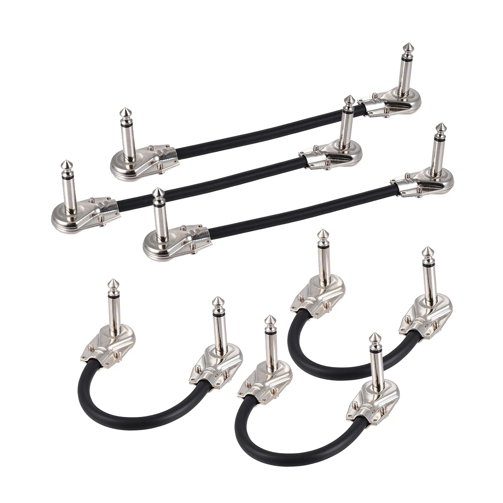 

ammoon 15cm/ 6in Guitar Effect Pedal Instrument Patch Cable 1/4" Silver Right-angle Plug Black PVC Jacket, 3-Pack