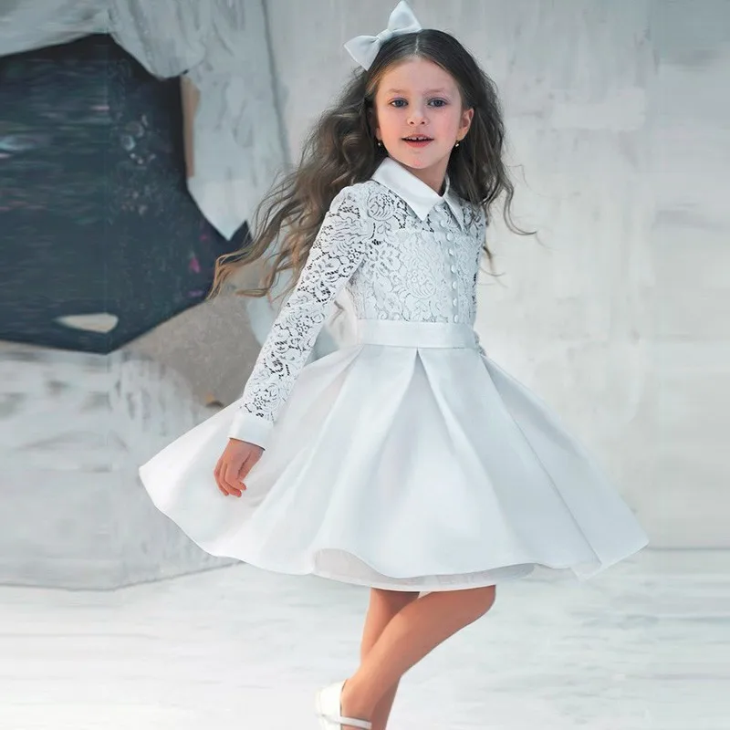 

2016 A line Long Sleeve Appliqued Cheap Lace First Communion Dresses For Girls