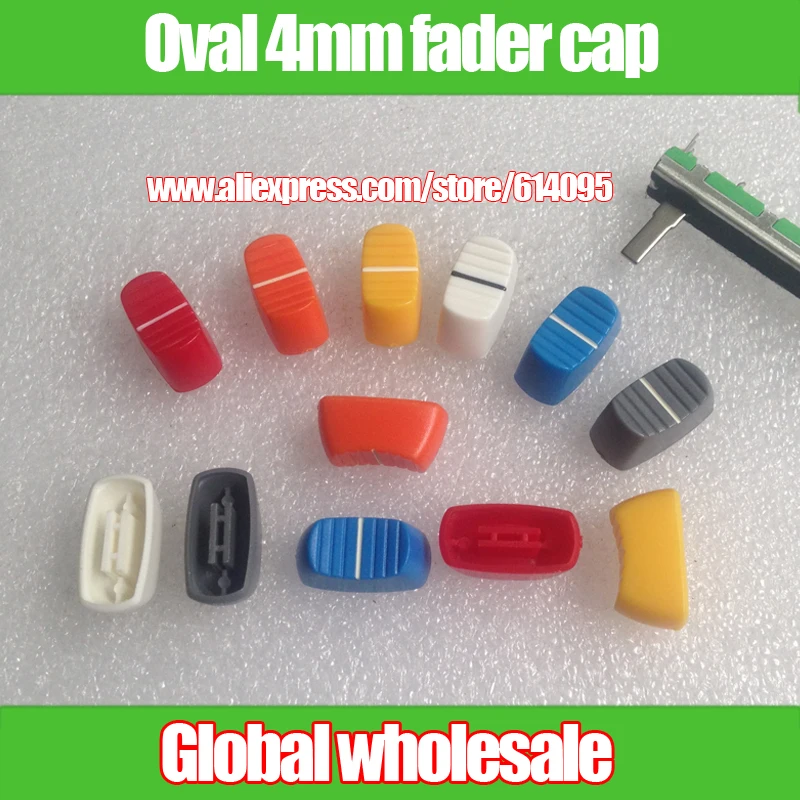 

12pcs Oval 4mm Slide Potentiometer Fader Knob Cap / Mixer Console Adjuster Switch Cap Push Button 23*11.5*11mm