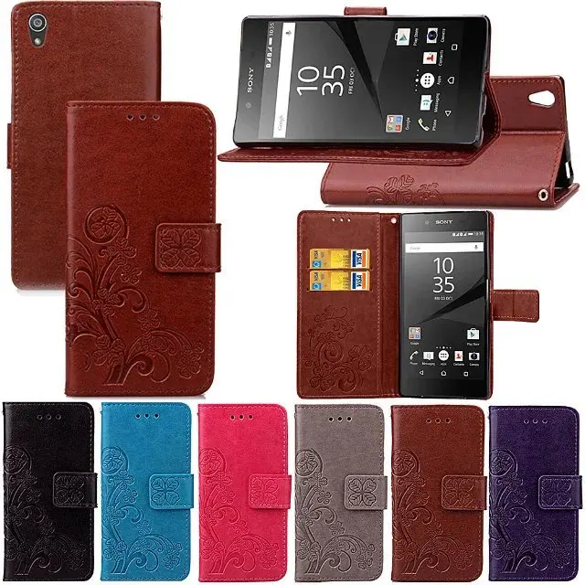 

Limelan Lucky Clover Pattern For Sony Xperia Z5 E6603 E6633 E6653 E6683 Retro PU Leather Flip Phone Case Wallet Stand Bag Cover