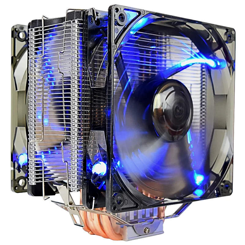 Pccooler x6 CPU cooler 5 heatpipes 12cm fan 4pin PWM led quiet fan for intel 775 115x AMD AM4 cpu cooling radiator Double fan