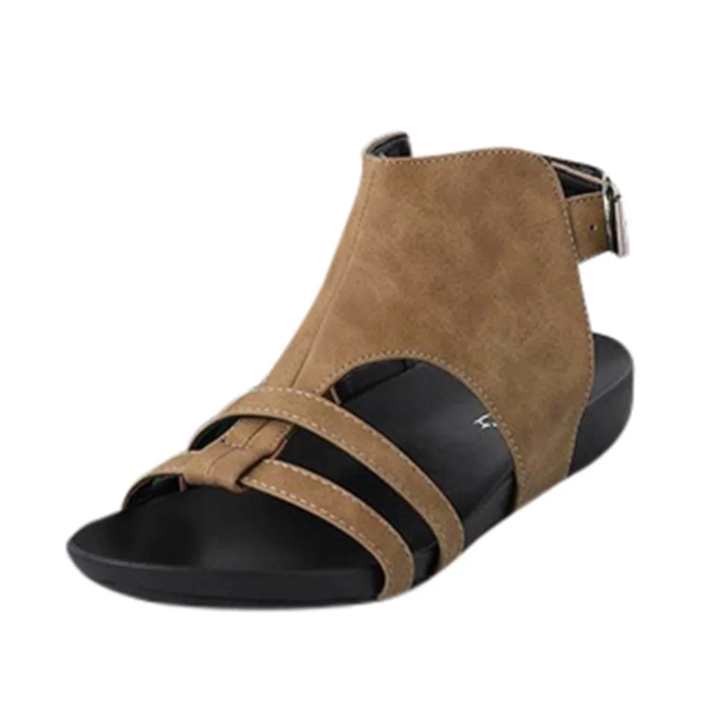 

New Store sandalias mujer 2019 Women's Ladies Shoes Platform Fashion Leisure Solid Cutout Buckle Flat Sandals buty damskie %20