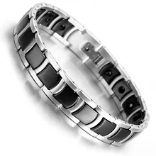 Tungsten Magnetic Hematite Mens Bracelet 8 2 Black Silver font b Health b font Care Jewelry