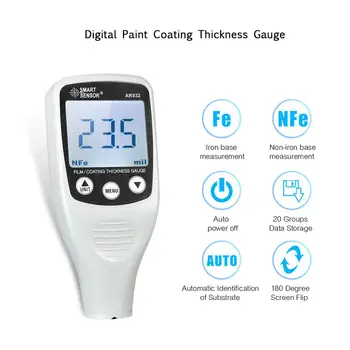 

New Handheld Fe/NF Digital Backlight LCD Film Thickness Meter Car Paint Thickness Tester Coating Thickness Gauge