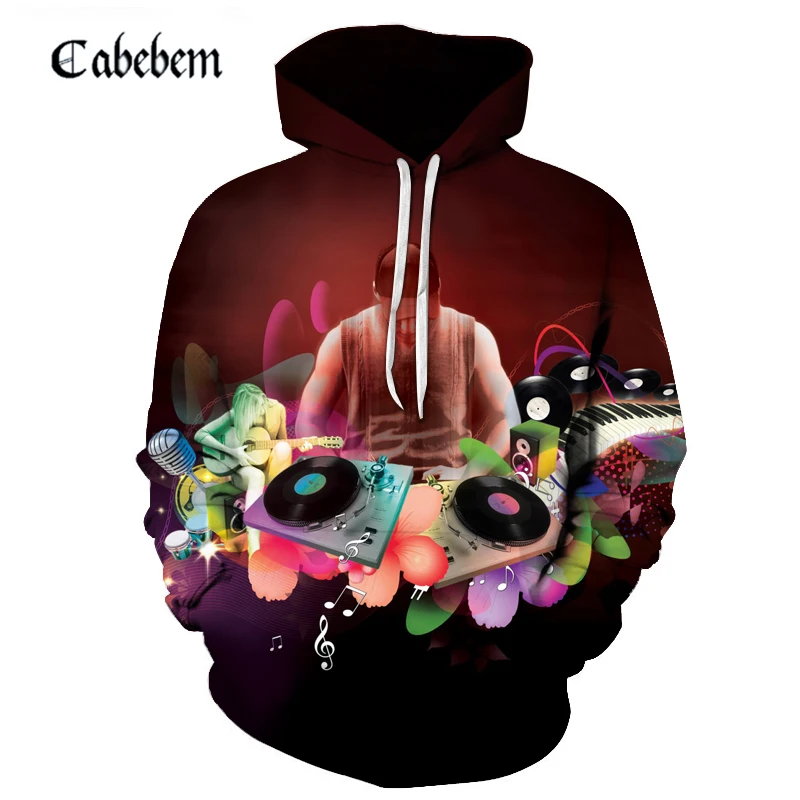 

2018 New Men Sweatshirt Mens Hoodies 3D DJ Tracksuit Hooded Sweatshirt Print Pullover Fashion Coat Casual Hoody Drop Ship