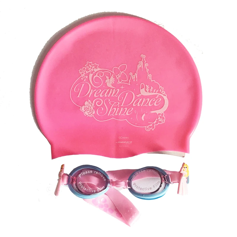 Милые детские Мультяшные шапочки для плавания, очки, комбинированный набор, водные виды спорта, PC, силиконовая шапочка для плавания, для девочек 1-5 лет,, D74007-D