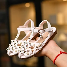 Kids Girls Shoes Fashion Rhinestone Rivets Dancing Shoes Princess PU Leather Elegent Imitation pearls Sandals Shoes For Girls