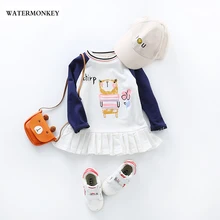 

Girls Fasion Pleated Dress Summer Spring 2018 Cartoon Bear Full sleeve dress Casual Cotton Kids Dress For Girls 3-7Years