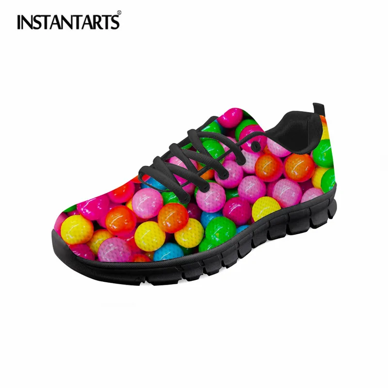 

INSTANTARTS Sweet Candy Printed Women Casual Flat Shoes Summer Spring Comfort Mesh Sneaker Shoes Lightweight Walking Shoes Girls