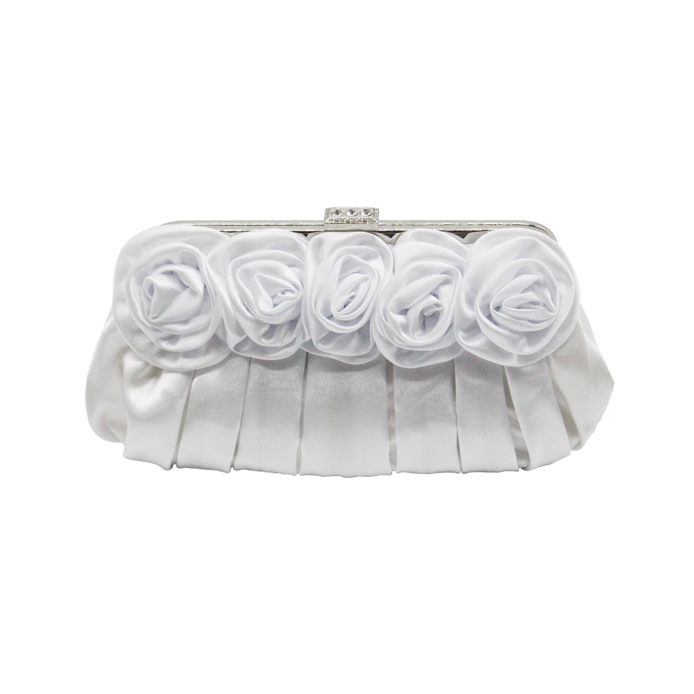 

special design dumpling shape clutch bag lady girl woman rose flower pattern satin evening bag