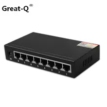 Большой Q высокое качество 1000 Мбит/с 8 Порты и разъёмы как мини Ethernet-коммутатор для рабочего стола, RJ45 сетевой адаптер с металлическим корпусом вилка стандарта ЕС/США
