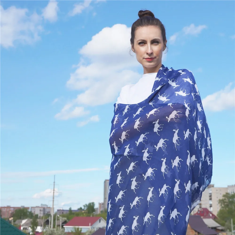 

Jinjin.QC Women Lightweight Viscose Scarf Reindeer Printed Scarves and Shawls Instant Jilbab Muslim Hijab Lady Bandana