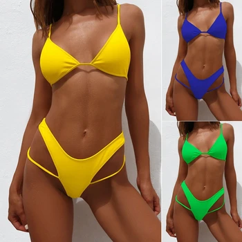 

Sexy Triangle Push Up Bikini Set Brazilian Thong Swimwear Women Micro Bandage Swimsuit Swimming Bathing Suit Beach Wear Biquini