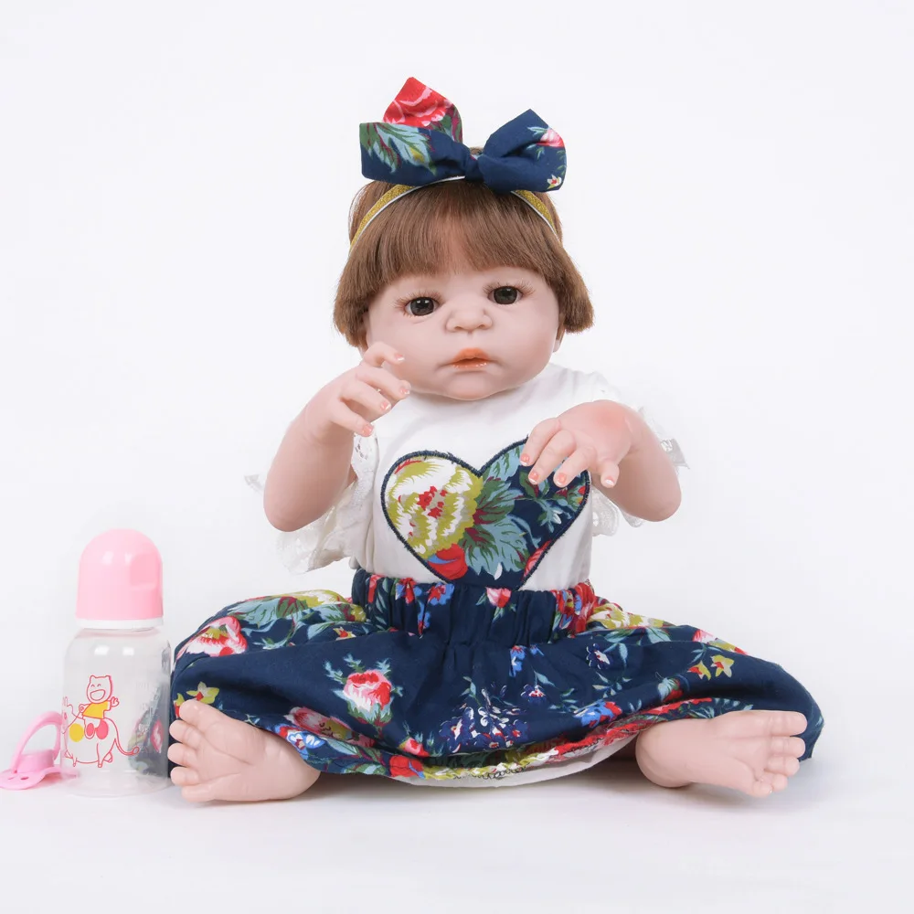 

55cm Soft Full Silicone Reborn Baby Realistic Newborn Girl Doll for Kids Toy Christmas Birthday New Year Gift
