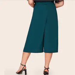 Feitong/осенние и зимние женские брюки; однотонные свободные брюки с карманами; большие размеры; широкие брюки со шнуровкой; повседневные